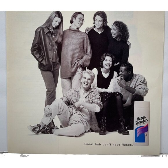Head and Shoulders Shampoo Print Ad Vintage 90s Dandruff Hair Care - Picture 5 of 5